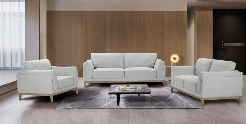 Valley 67.7\" Fabric Loveseat with Rubberwood Base and Legs - Grey