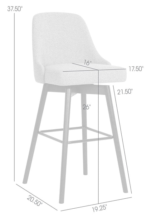 Nash Counter-Height Stool with Swivel Seat, Polyester Fabric, Metal - Grey
