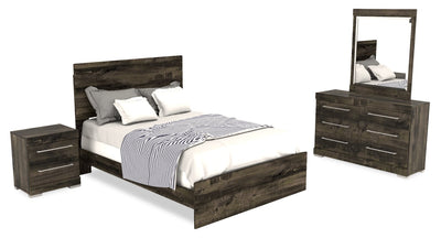 Riley 6pc Bedroom Set with Panel Bed, Dresser, Mirror & Nightstand, Made in Canada, Grey - Full Size | Ensemble de chambre à coucher Riley 6 pièces avec lit à panneaux, commode, miroir et table de nuit, fabriqué au Canada, gris - format lit double
