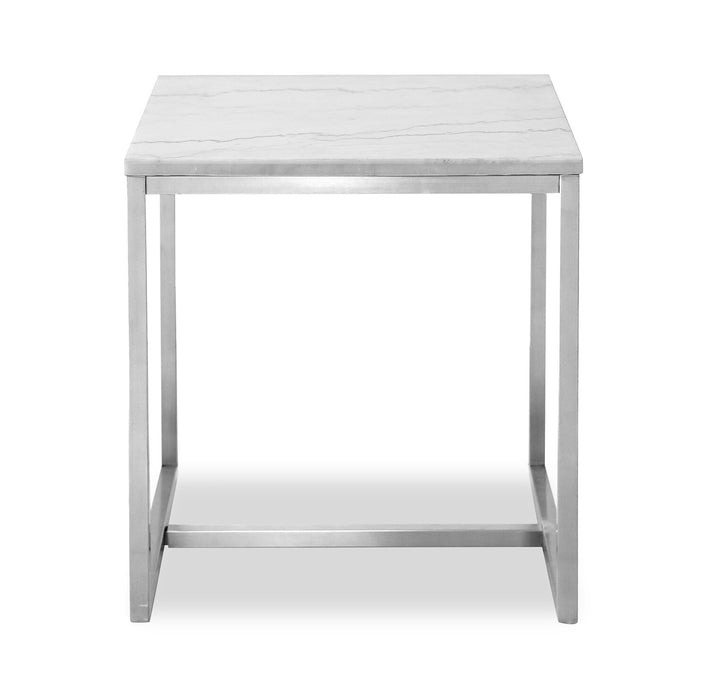 Sampson 20\" Modern Marble End Table - White