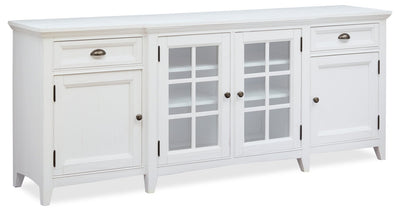 Wesley 80" Traditional TV Stand with Storage and Cable Management for TVs up to 85" - Chalk White | Meuble pour téléviseur traditionnel Wesley de 80 po avec rangement et système de gestion des câbles
