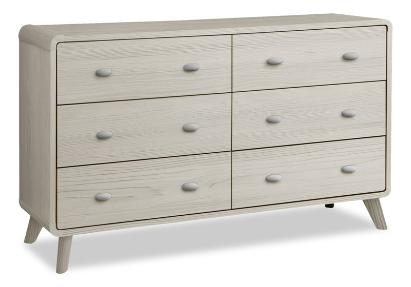 Cami 5pc Bedroom Set with Bed, Dresser & Mirror, Mid-Century Modern, Grey Oak - Queen Size