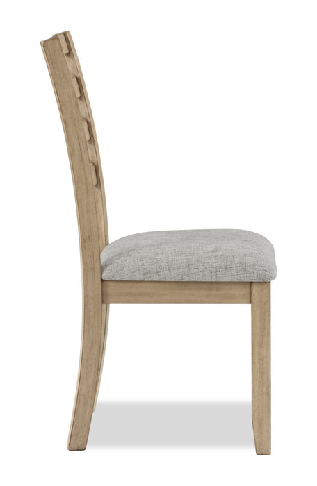 Cove Dining Chair with Cushion Fabric Seat, Ladder-Back – Natural/Grey