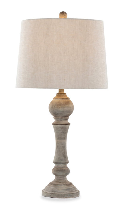 Orson 32\" Farmhouse Table Lamp with Oat Linen Shade - Grey