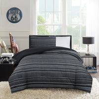 Windsor 2-Piece Twin Comforter Set - Black and Grey 