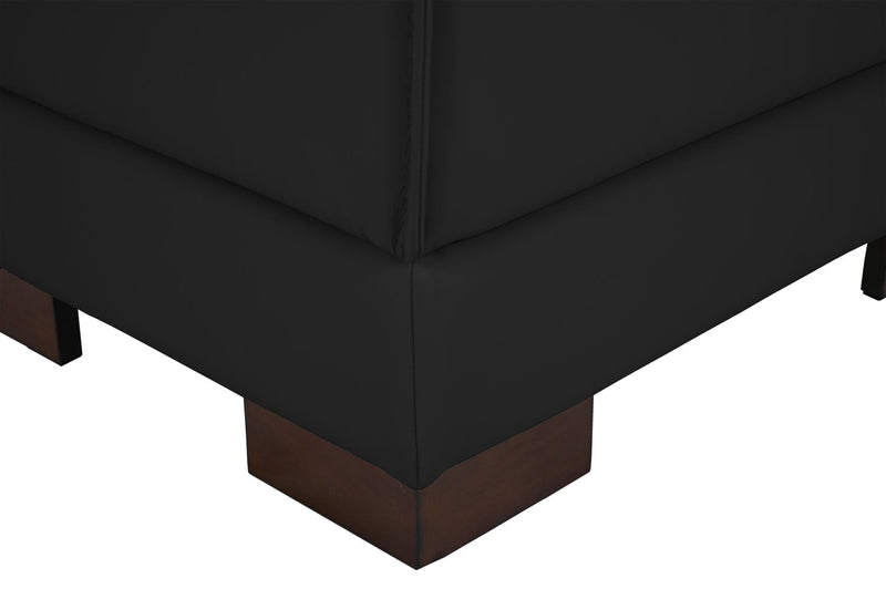 Citadel 28\" Top-Grain Genuine Leather Ottoman with Wood Legs - Black