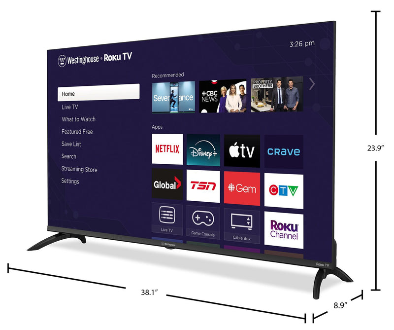 Westinghouse 43\" QLED 4K UHD Smart Roku TV (WR43QC5500) – 2025 Model