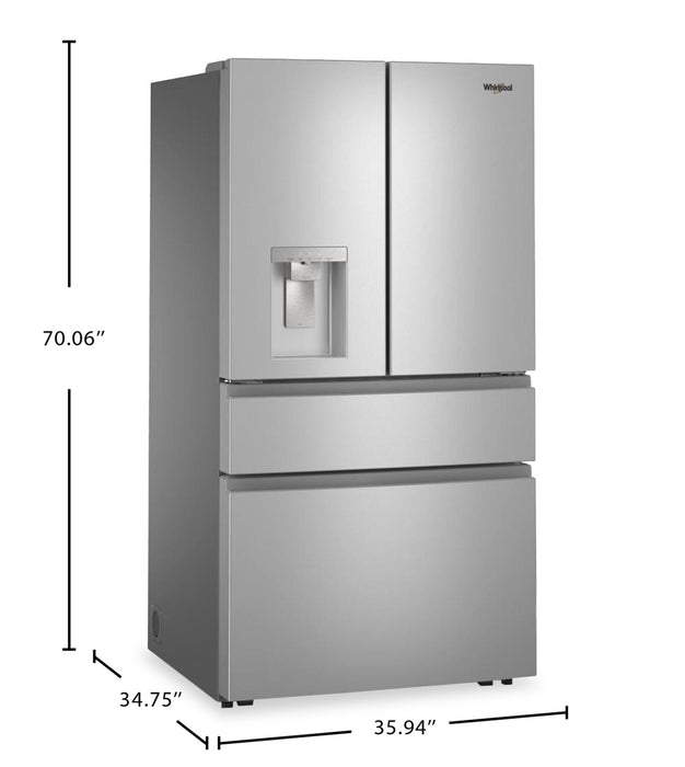 Whirlpool 36” 29 Cu. Ft. French Door Refrigerator - Fingerprint-Resistant Stainless Steel - WRMF3536SZ