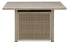 ["Muskoka Outdoor Patio Fire Pit Table - 50,000 BTU, Resin Wicker, Metal - Beige"]