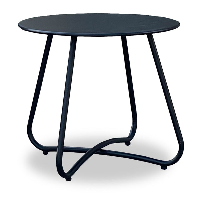 Sicily 3-Piece Outdoor Patio Conversation Set with 2 Chairs & Round Metal End Table - Resin Wicker, UV & Weather Resistant - Grey/Natural/Black