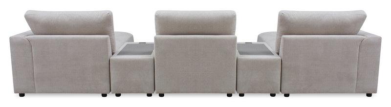 Voyage Modular 6-Piece Left-Facing Fabric Sectional with Console and Ottoman – Taupe