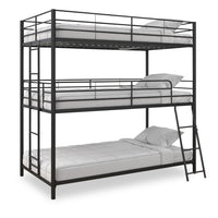 Trey Triple Twin Metal Bunk Bed - Black 