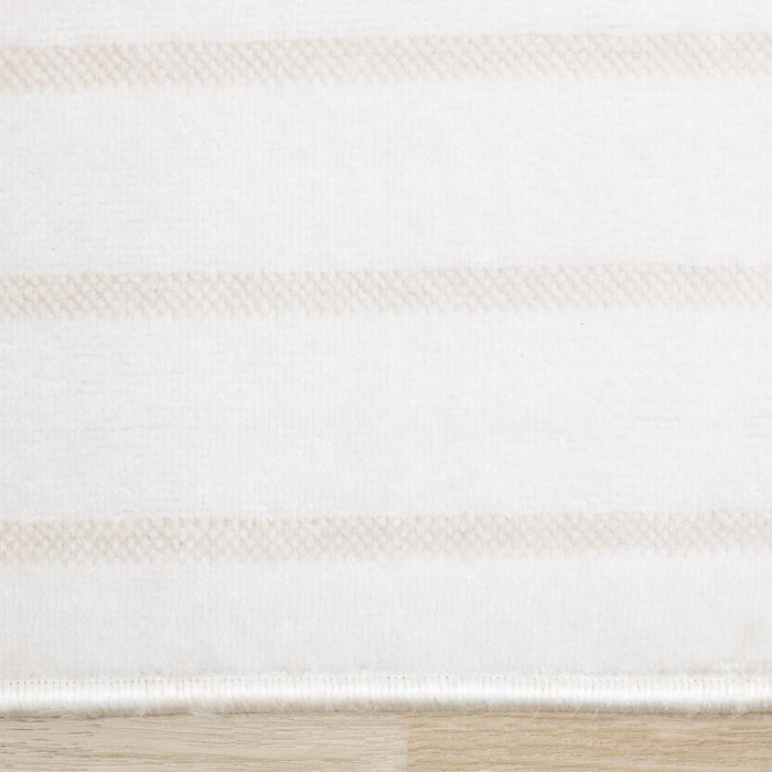 Fresh Washable Beige Rug with Modern Lines - 2'0\" x 6'7\" 