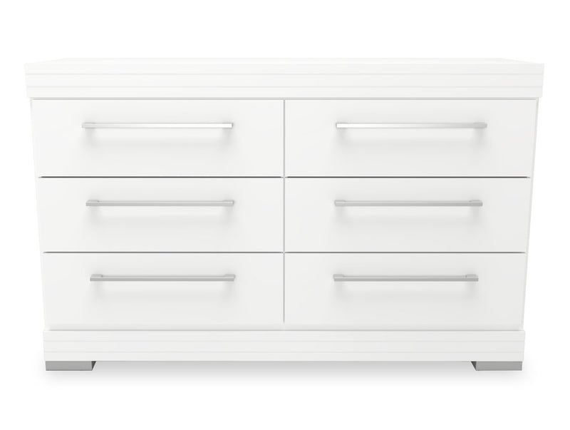 Riley 5pc Bedroom Set with Panel Bed, Dresser & Mirror, Made in Canada, White - Twin Size