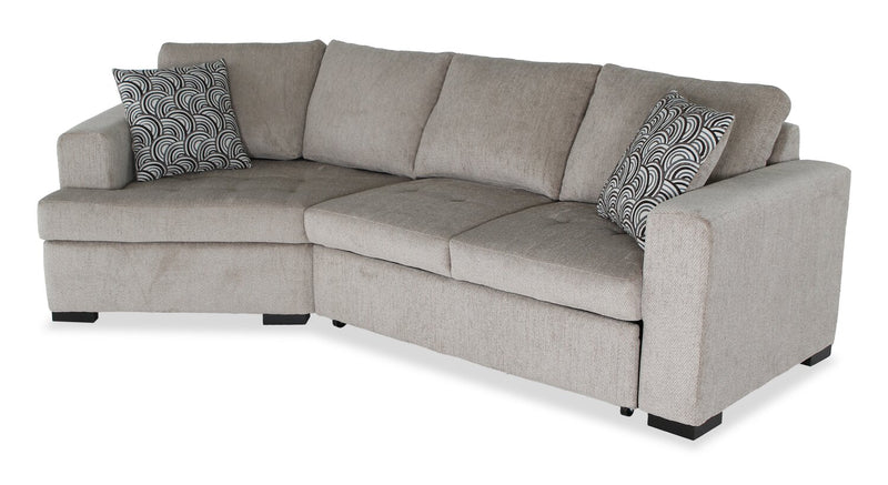 Made in Canada Legend 2-Piece Left-Facing Chenille Fabric Cuddler Sleeper Sectional - Platinum Beige
