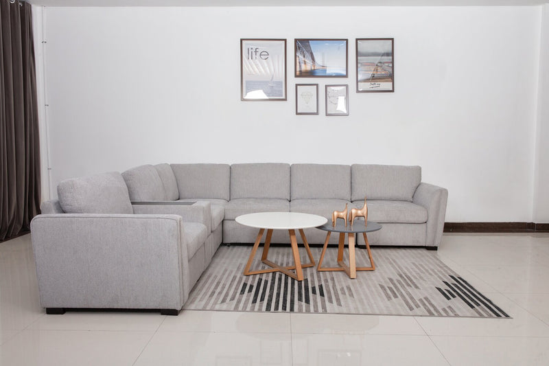 Vault 6-Piece Sectional with Sofa Bed Loveseat and Three Storage Chairs - Grey