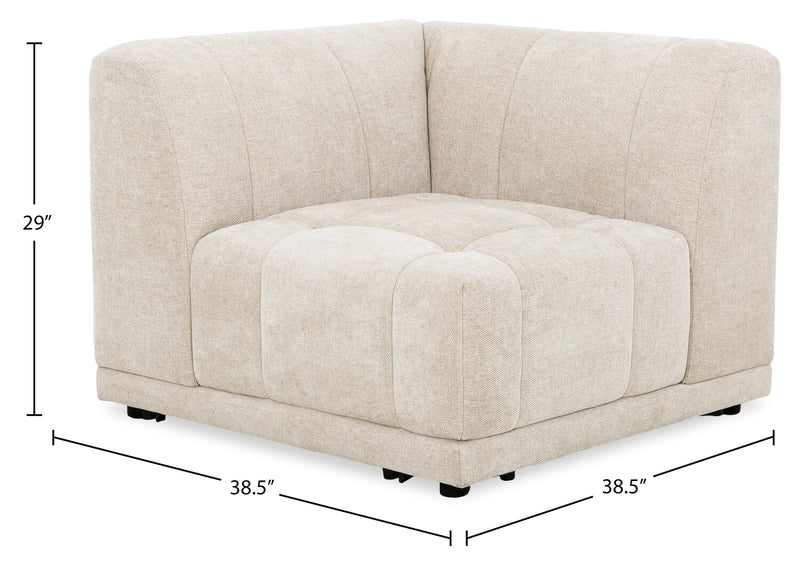 Oaklyn Modular 38.5\" Fabric Corner Chair with Tufted Seat Cushion – Beige