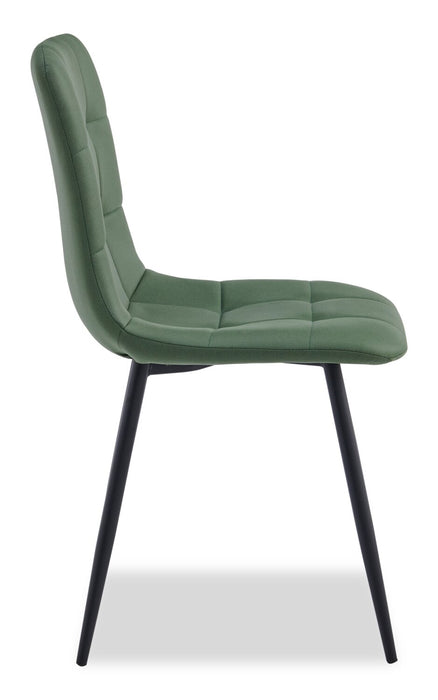 Arlo Dining Chair with Cushion Fabric Tufted Seat & Back, Metal – Green