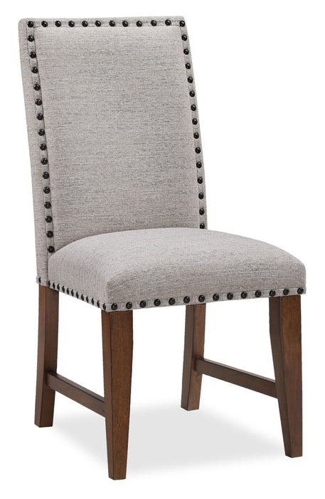 Boden 7pc Dining Set with Table & 6 Nailhead Trim Chairs, Trestle Base, 78\"W - Brown & Beige