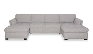 Vault 3-Piece Sectional with Sofa Bed Loveseat and Two Storage Chaises - Grey