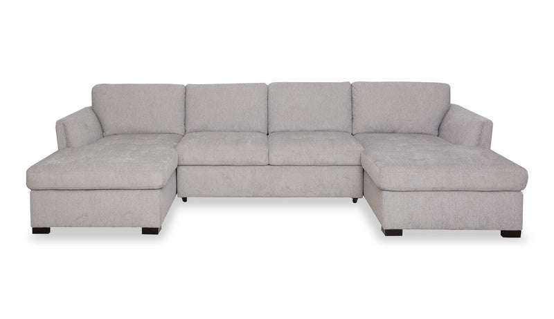 Vault 3-Piece Sectional with Sofa Bed Loveseat and Two Storage Chaises - Grey