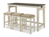 Nyles 60\" Contemporary Console Table with 3 Counter-Height Stools and USB Ports- Buttermilk