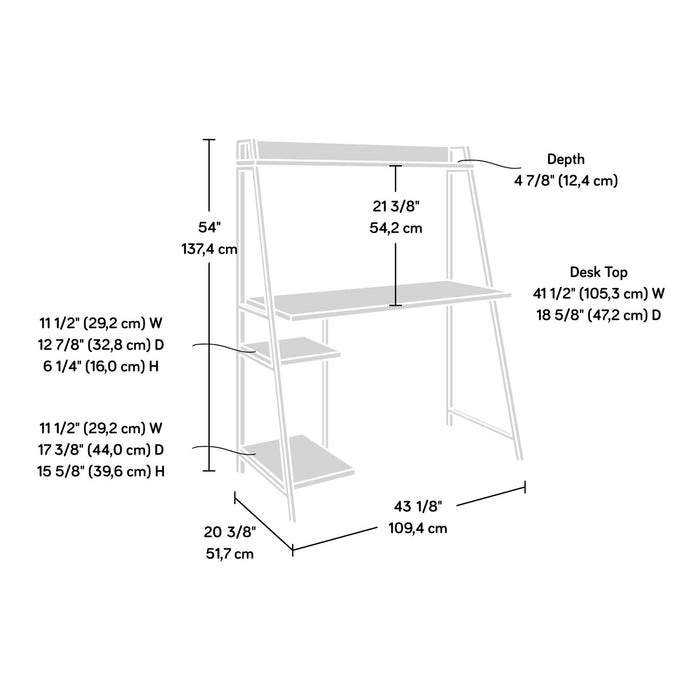 James 43” Office Desk with Hutch and Shelves - Grey