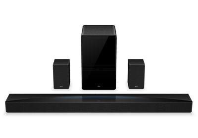 TCL Q85H Q-Class 7.1.4 Channel 860W Soundbar with Wireless Subwoofer & Surround Speakers (Q85H) | Barre de son de 860 W à 7.1.4 canaux TCL Q85H de série Q avec caisson d'extrêmes graves sans fil et haut-parleurs ambiophoniques (Q85H)