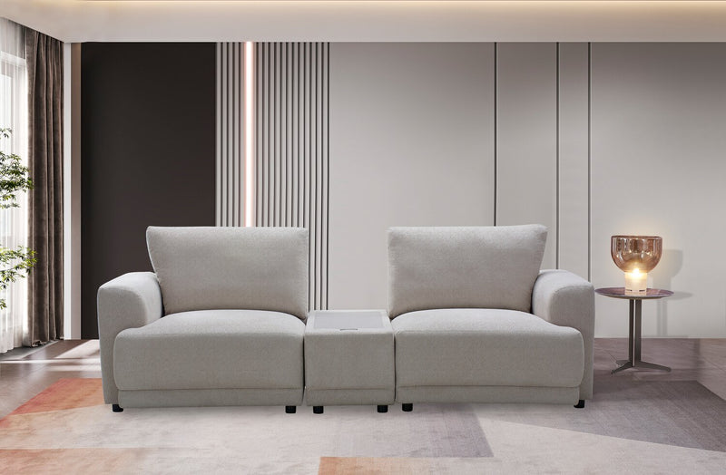 Voyage Modular 3-Piece U-Shaped Fabric Sectional with Console and Removable Back Cushions – Taupe