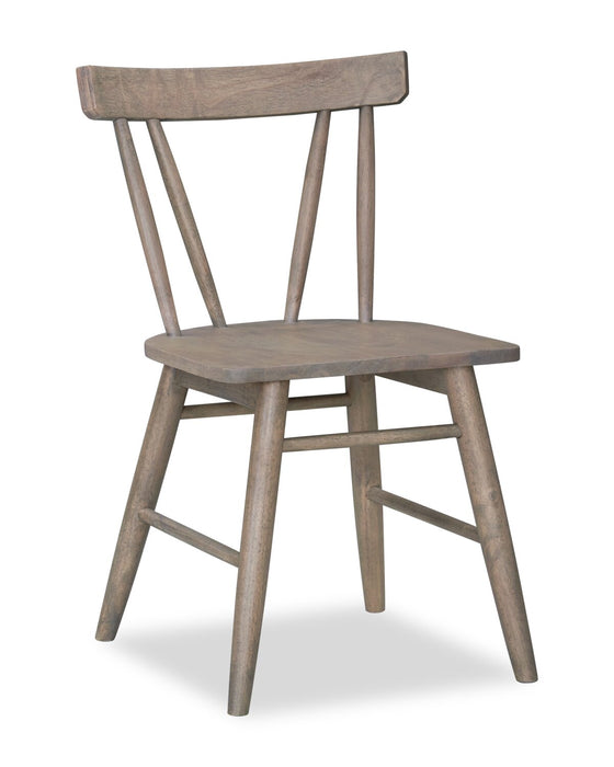 Remi 5pc Dining Set with Table & 4 Slat-Back Chairs, Glass & Wood, 42\"W Round- Black & Brown