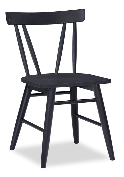 Remi 5pc Dining Set with Table & 4 Slat-Back Chairs, Glass & Wood, 42\"W Round - Black
