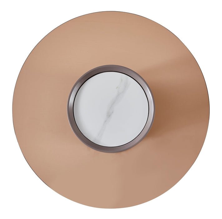 Circa 23.6\" Modern Round End Table - Amber Tempered Glass and Black Wood