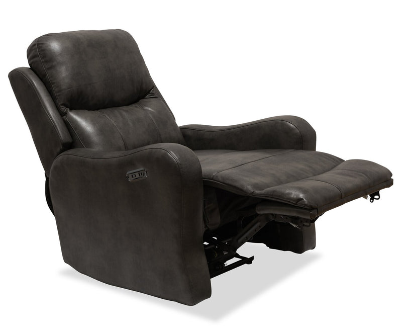 Elli 32\" Faux Leather Swivel Glider Power Reclining Chair – Grey 