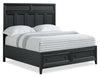 ["Casa Panel Bed with Headboard & Frame, Wood, Black - Queen Size"]