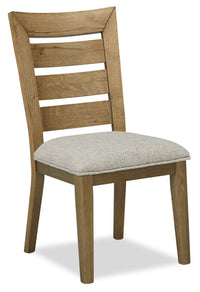 Logan Dining Chair with Polyester Fabric, Ladder-Back - Natural Oak 