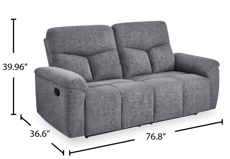 Blake 76.8\" Chenille Fabric Manual Reclining Sofa – Grey 