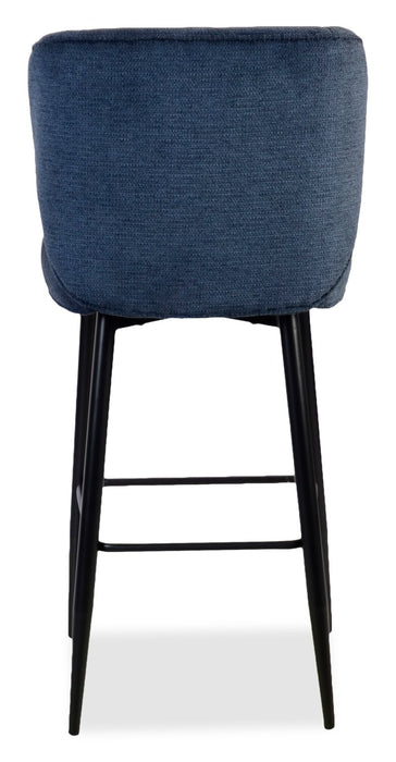 Sara Counter-Height Stool with Velvet-Like Fabric, 26\"H, Metal – Blue