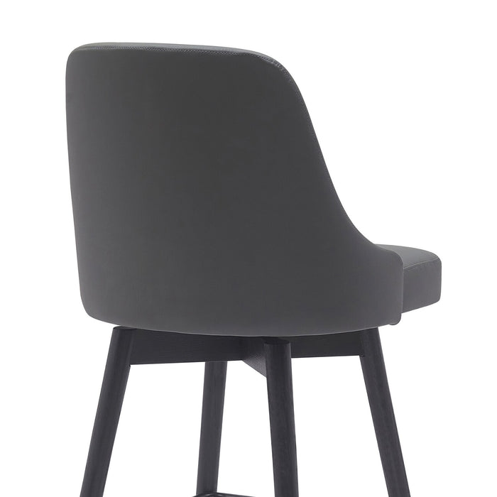 Nash Counter-Height Stool with Swivel Seat, Vegan Leather Fabric, Metal - Charcoal