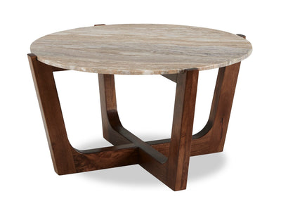 Haydon 36” Modern Coffee Table with Natural Marble - Warm Brown | Table à café moderne Haydon de 36 po avec marbre naturel - brun chaleureux
