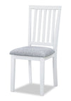 ["Bryn Dining Chair with Fabric Seat, Slat-Back – White and Grey"]