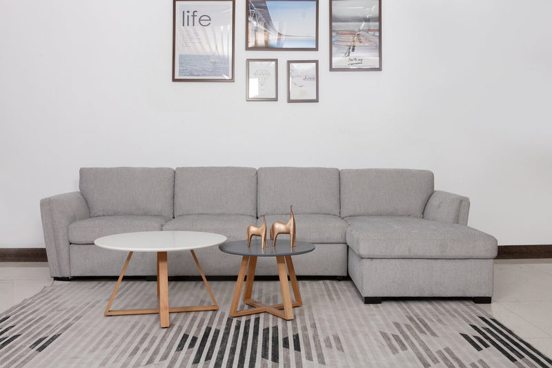 Vault 3-Piece Right-Facing Sectional with Sofa Bed Loveseat, Storage Chaise and Storage Chair – Grey