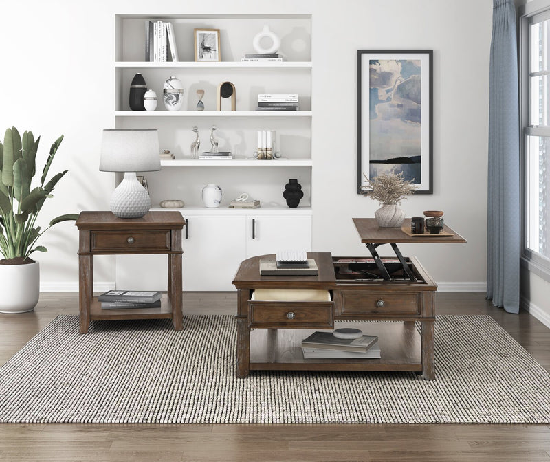 Weston 24” Traditional End Table with Storage and USB Port - Brown Elm