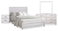 Arbor 6pc Bedroom Set with Panel Bed, Dresser, Mirror & Nightstand, Driftwood White  - Queen Size 