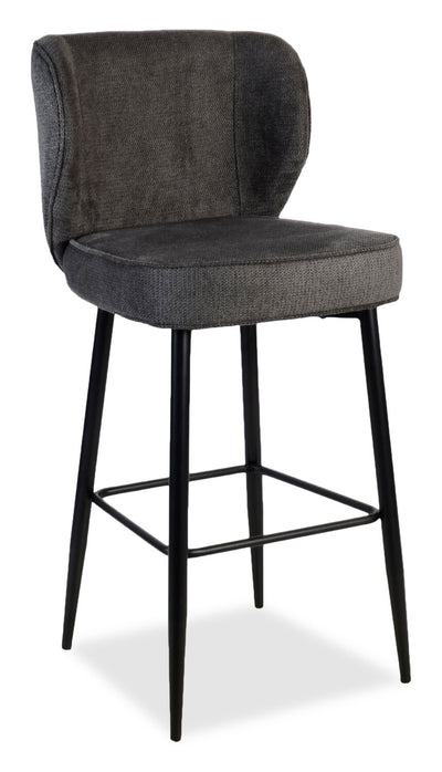 Sara Counter-Height Stool with Velvet-Like Fabric, 26"H, Metal – Grey | Tabouret Sara de hauteur comptoir de 26 po (H) en tissu d’apparence velours et en métal - gris