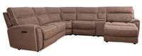Cindy Crawford Home Newport 6-Piece Right-Facing Faux Suede Power Reclining Sectional - Taupe 