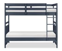 Quinn Bunk Bed with Ladder & Guard Rail for Kids, Blue - Twin/Twin 
