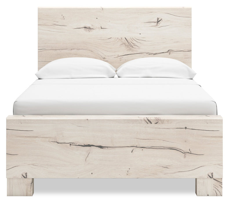 Derekson 5pc Bedroom Set with Panel Bed, Dresser & Mirror, Rustic White  - Full Size