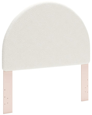 Lola Panel Headboard, White Boucle Fabric & Blush - Full Size