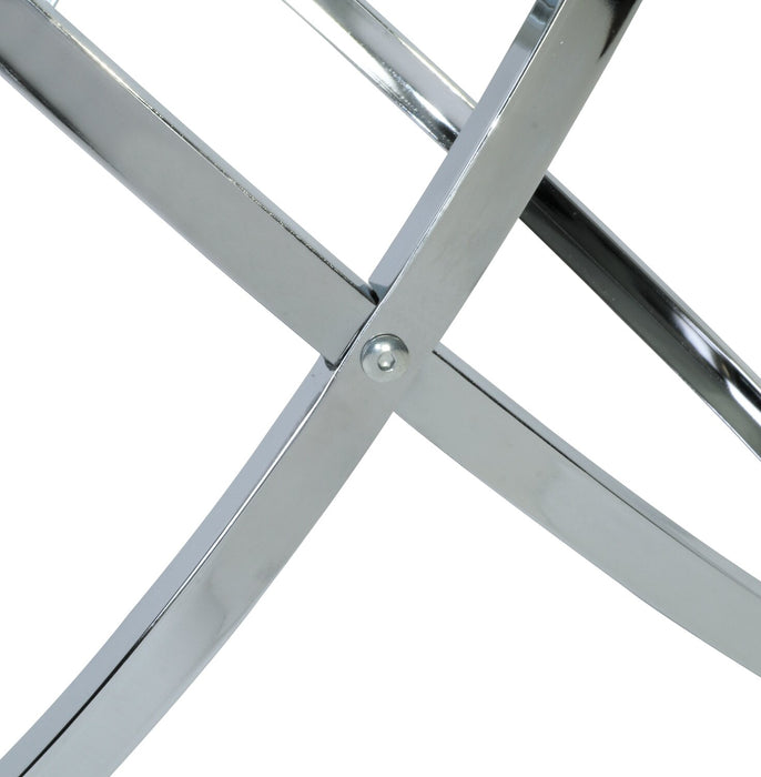 Hendrix 36\" Modern 2-Pack Glass Top Coffee + End Table - Chrome with Metal Base