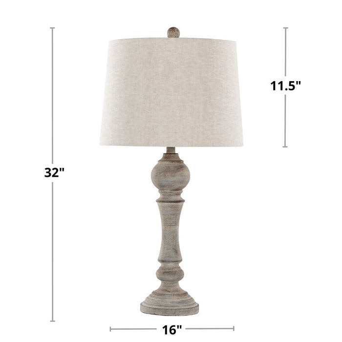 Orson 32\" Farmhouse Table Lamp with Oat Linen Shade - Grey
